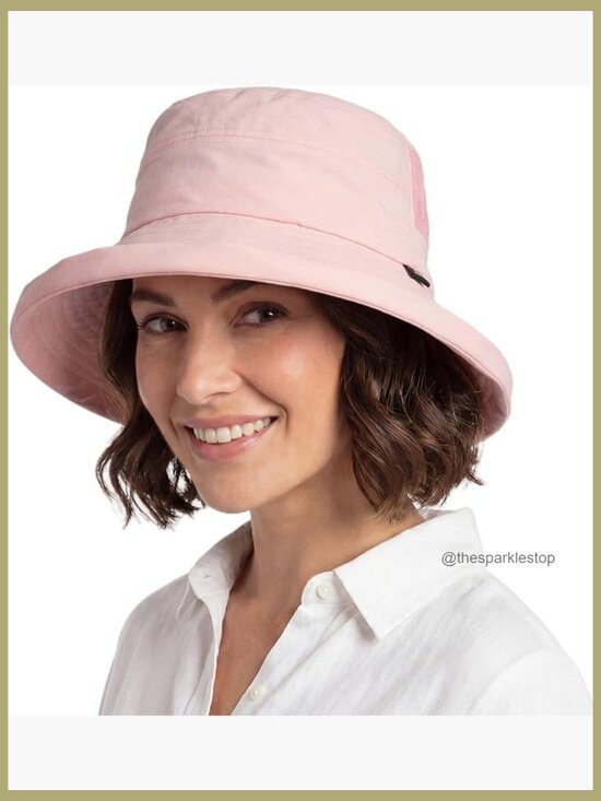 UPF 50 Cooling Bucket Sun Hat with Ponytail Hole Wide Brim Packable main image 4